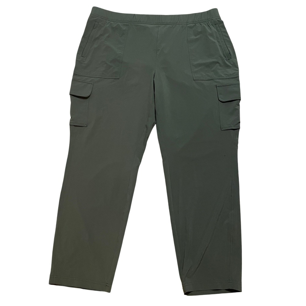 Eddie Bauer Women's 2XL Tall Cargo‎ Pants Olive Green Stretch Hiking Lightweight